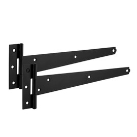 XFORT® 2 Pack 250 mm T-Hinge Black Japanned, Metal Tee Hinges with Weather Resistant, Rustproof Powder Coating, T Strap Hinges Ideal for External Use On Gate Doors, Shed Doors and Barn Doors (Pair)