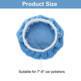 sourcing map 6pcs Car Polisher Bonnet Buffing Pad Coral Fleece Polishing Buffing Pad Cover for 7"-8" Car Buffer Bonnets Polisher, Light Blue
