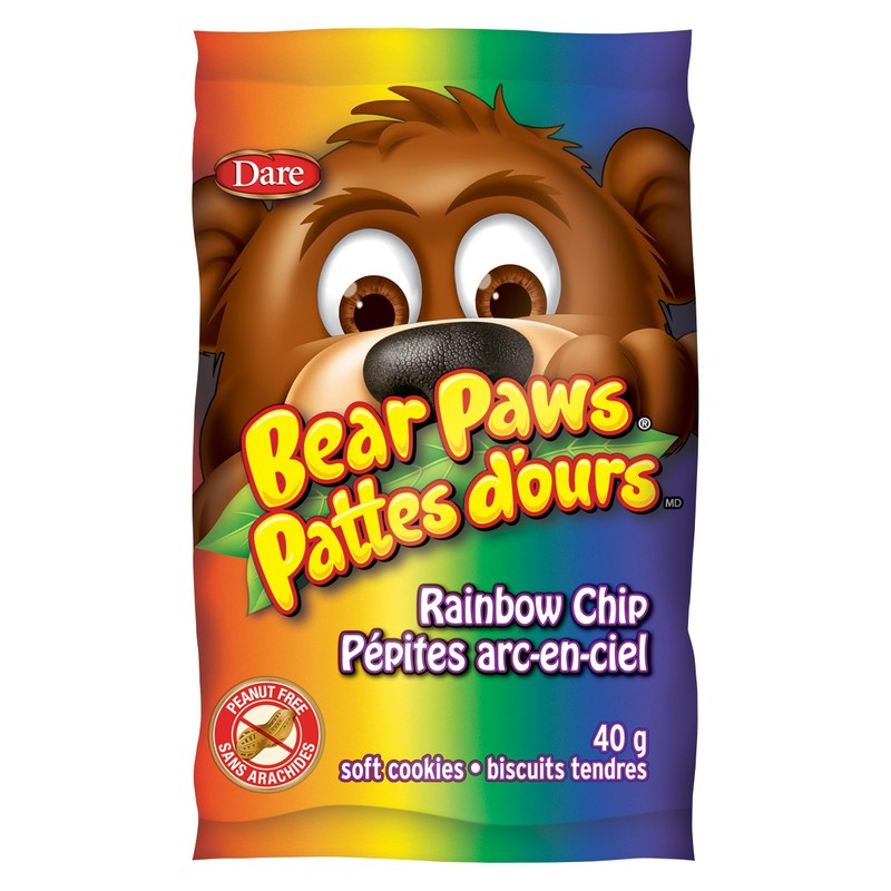 Dare Bear Paws Rainbow Chip Cookies, 240g/8.4 oz, 6 Pouches,