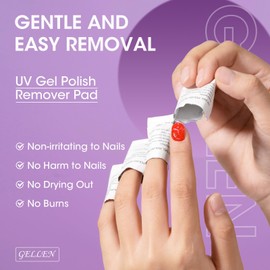 Gellen Gel Nail Polish Remover Pads 200PCS Acetone Gel Polish Remover Bulk Set with Nail File and Cuticle Pusher Individually Wrapped Professional Soak Off Nails Remover Wipe for Salon Home