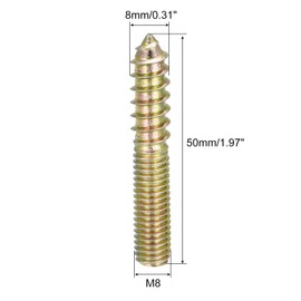 parte superior-VIGOR - 12 pernos de suspensión, tornillos de doble cabeza M8 x 50 mm, tornillos de clavija de doble extremo, ganchos de clavija de tornillo, tornillos roscados de madera y pernos de
