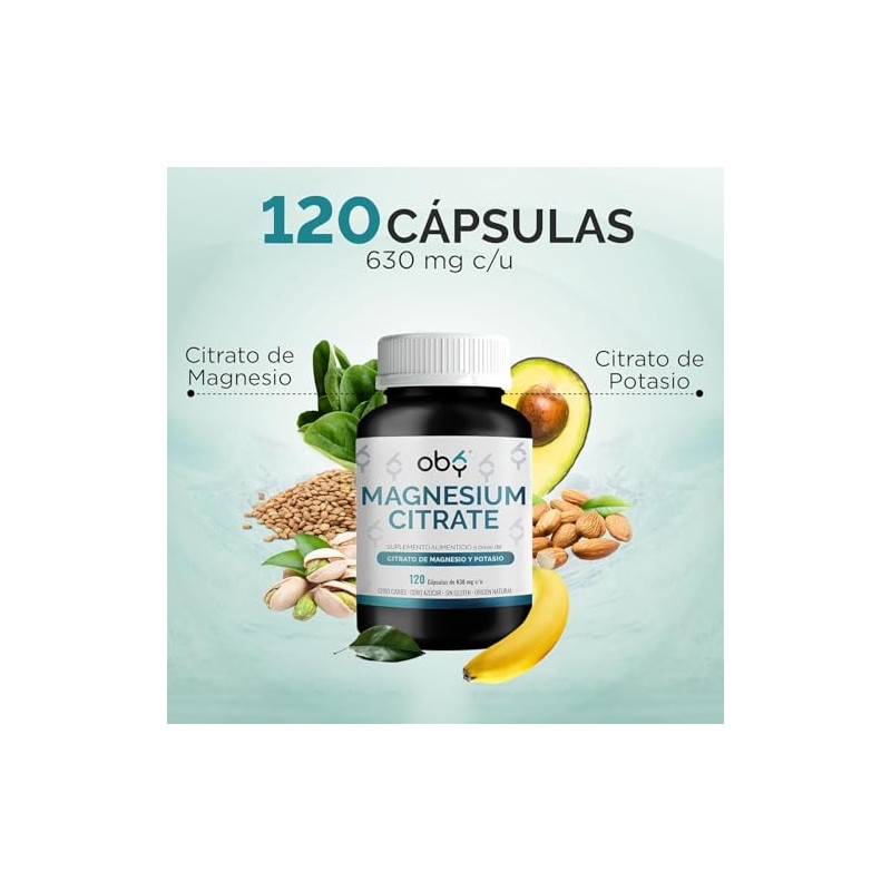 Citrato de Magnesio Puro | 120 Capsulas 630 mg |