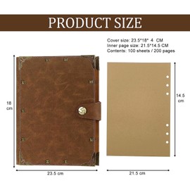 Aomiduo Notebook A5 Diary Notebook Leather Vintage Ring Binder Refillable Diary Rivet Journal Notebook Travel Diary Gift for Girls Boys Dark Brown