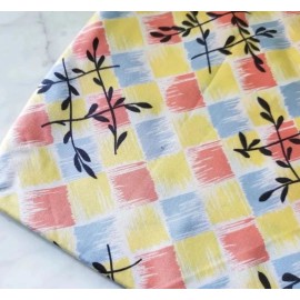 Moda Jenn Kingwell Fabric Floral Yellow Red  Squares Sew Quilt Craft OOP FAT QUARTER