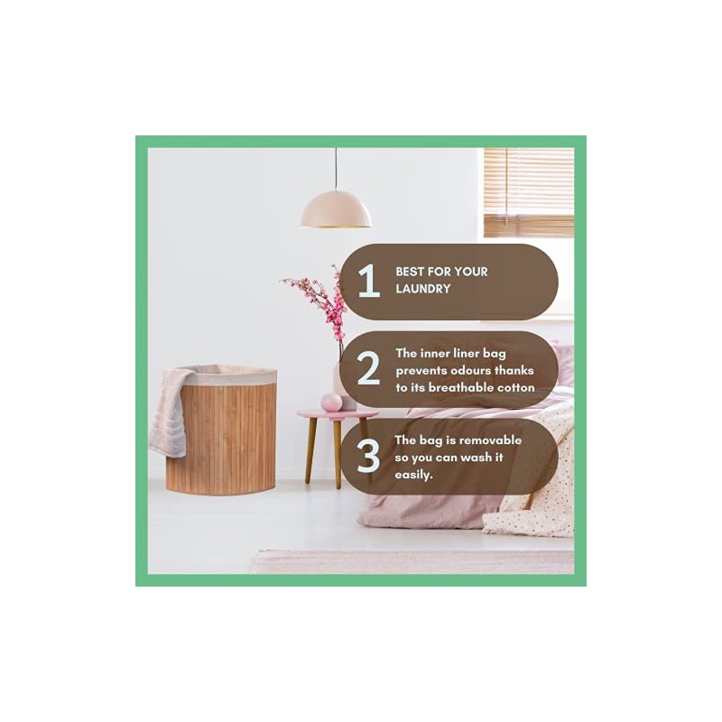Eco Bath London Bamboo Laundry Basket with Lid - 55