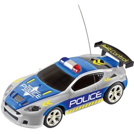 Revell Control 23559 Mini Remote Control Car Police, With 27 MHz Control, In a Can Container, Includes Traffic Cones, 8cm in length