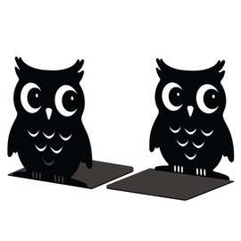 Peacoblue Metal Book Ends Stopper Holder Stand for Shelves Decorative, 13.46x10.9x15cm Modern Creative Heavy Duty Study Bookends Stoppers Holder Stand for Desk Shelf, 1 Pair (Owl)