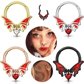 Niaspi 16G Butterfly Septum Rings Stainless Steel Nose Septum Jewelry Helix Daith Cartilage Hoop Earrings 8mm Nose Hoops Horseshoe for Women (Black)
