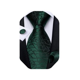 DiBanGu 63'' XL Extra Long Emerald Green Tie Set for Big and Tall Men,Silk Wedding Green Necktie & Pocket Square & Cufflinks Gift Box