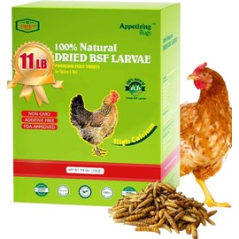 Amzey 11 LBS Dried Black Soldier Fly Larva - All Natural BSF Larvae - 85X More Calcium Than Mealworms - High Calcium Treats for Chickens, Birds, Reptiles, Hedgehog, Geckos, Turtles