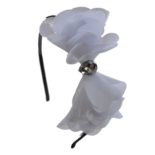 Chiffon Cone Bow Headband By Funny Girl Designs (White)