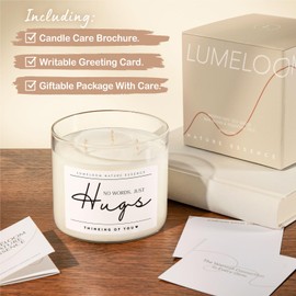 LUMELOOM Sympathy Gifts for Loss of Loved One, Memorial Gifts, 14.5oz, Large 3-Wick Lavender Scented Soy Wax Candle, No Words Just Hug, Bereavement, Condolence, Grief, Think of You Candle for Women