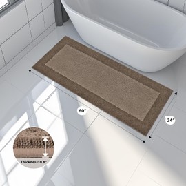 Bathroom Rugs 24" x 60", Non-Slip Extra Soft Absorbent Bath Rugs, Machine Washable Quick Dry Bath Mats for Bathroom Floor, Shower, Bathtub and Sink, Grayish Brown & Coffee