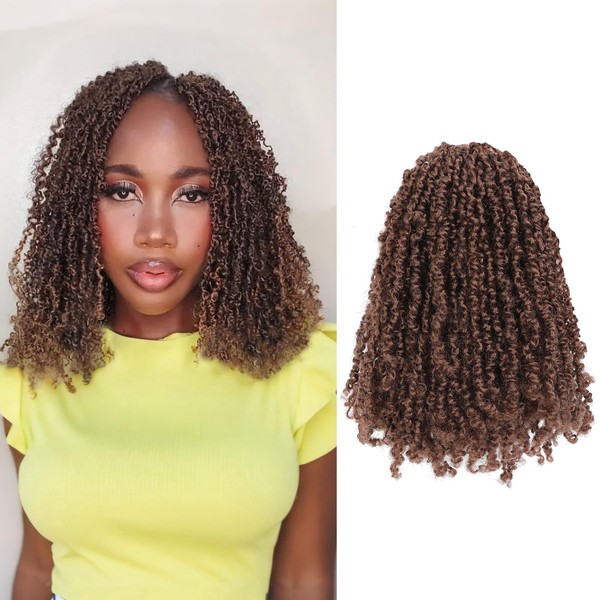 Yanky Twist Crochet Hair (8+10+12 inch)*3,Total 9 packs,Medium Auburn,Pre-Looped Yankee