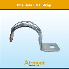 (Pack of 25) Airmont Products AP-10554, One Hole EMT Pipe Strap for Conduit Installation, 1-1/4 Inch Trade Size, Snap-On Type, Reinforced Rib for Extra Strength, Galvanized Zinc Plated Metal,