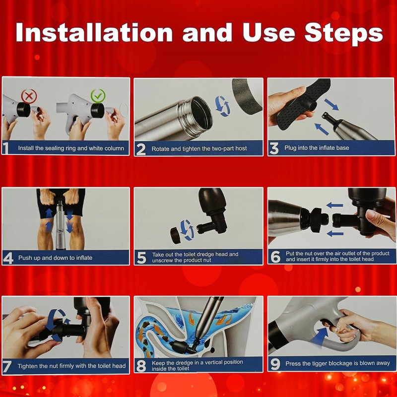 Toilet Unclogger, Toilet Plunger Air Drain Blaster, Drain Clog Remover