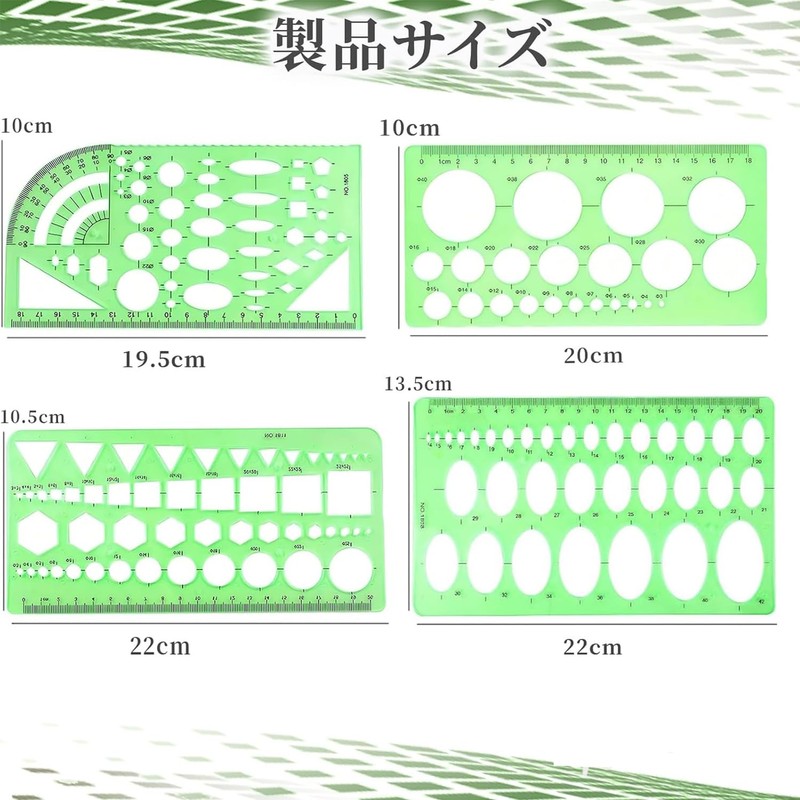Ruler, Template, Circular Ruler, Design Ruler, Drafting Ruler, Set of