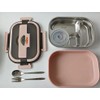 TrustyTree Insulated Pink Lunch Bento Box with Cutlery, 4 Compartments