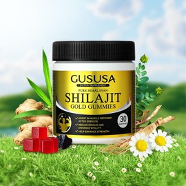 GUSUSA Pure Himalayan Shilajit Gold Gummies – 100% Natural & Organic, Lab-Tested, No Sugar Added, with Ginseng Extract – Non-GMO for Men & Women