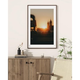 RICHFOCUS 24x36 Picture Frame USA-Sourced Natural Walnut Solid Wood Photo Frame Handcrafted Rounded Corner Wooden Frame with Real Glass Display Photos 20x30 with Mat or 24x36 Without Mat