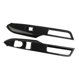 Fewshaw Interior Door Window Lift Switch Panel Cover Trims Accessoriess for 2015-2024 Ford Mustang Fastback (Carbon Fiber Style)