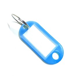 Pack of 100 Plastic Key Tags with Key Fob, 5 x 2.2 cm, Writeable Luggage Tags for Labelling Keys or Other Small Items