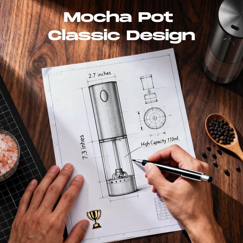 Electric Salt and Pepper Grinder Set, Rechargeable Automatic Salt and