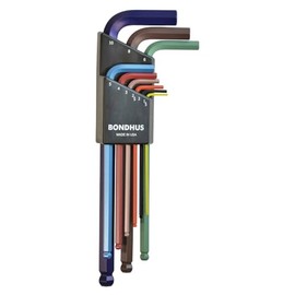 Bondhus 69499 Ball End L-Wrench Set with ColorGuard Finish, 9 Piece