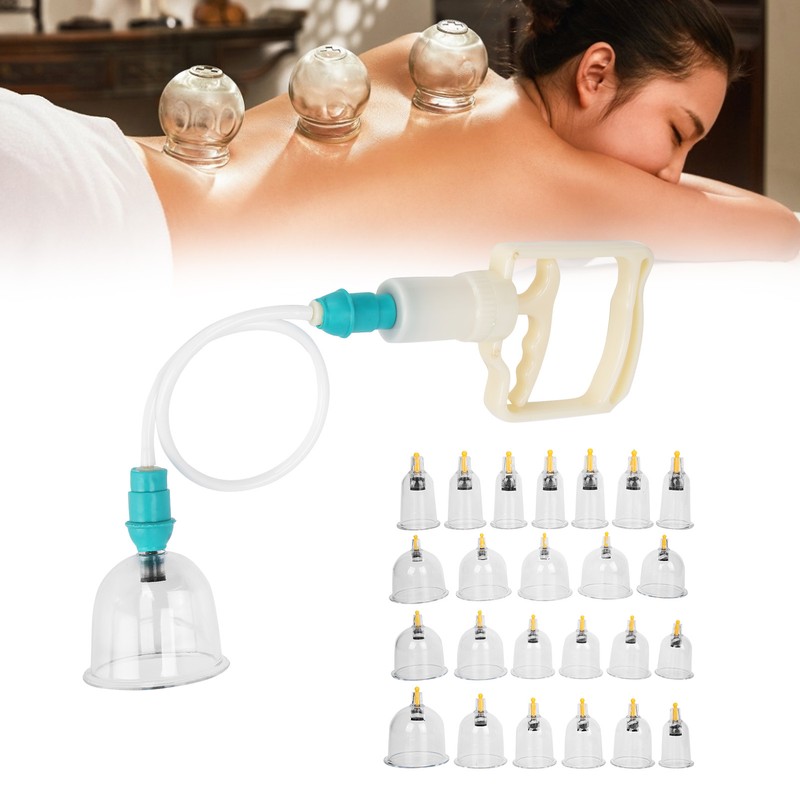 24pcs Professional Magnetic Therapy Vacuum Suction Cupping Set Body Treatment