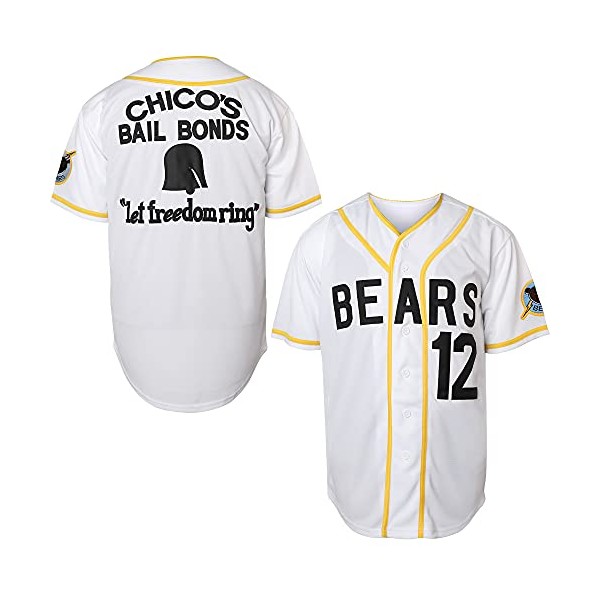 Bad News Bears Jersey #3 Kelly Leak #12 Tanner Boyle Stitched Movie 1976 Chico's Bail Bonds Baseball Jersey S-3XL (12 White, XX-Larger)