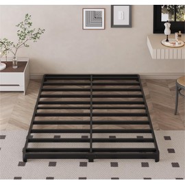 Likelalaso 3 inch Low California King Bed Frame with Rounded Corner, Heavy Duty Metal, Easy Assembly, Noise Free, Black