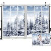 DHXXSC 7X5FT Snow Window Background Winter Wonderland Forest Scene Backdrop