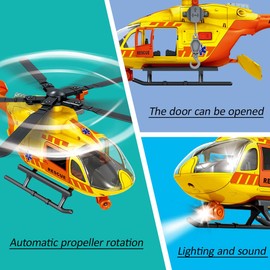 Rescue Toys Helicopter 15-in Airplane Toys for Kids with Hanging Basket Sounds and Lights for Boys Ages 3 4 5 6 7