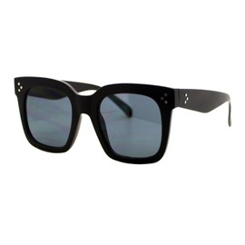 Womens Oversized Fashion Sunglasses Big Flat Square Frame UV 400, Black, One Size