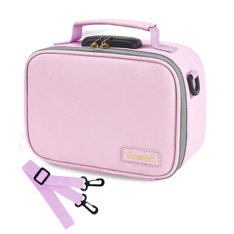 Gosstek PU Leather Smell Proof Bag with Combination Lock, Childproof