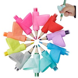 Booshow Pencil Grips - 10 Pack Kids Ergonomic Training Pencil Grippers Preschoolers Handwriting Aid Grip Set Posture Correction Tool(10 Colors)