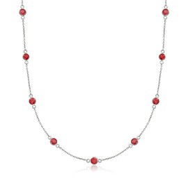 Ross-Simons 3.10 ct. t.w. Ruby Station Necklace in Sterling Silver. 16 inches