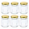 HARFINGTON 6pcs Hexagon Glass Honey Jars 6.1oz Small Mini Honey