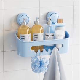 TAILI Shower Shelf Bathroom Shelf Suction Cup No Drilling Shower Organiser Shower Shelf Suction Cups Shower Gel Holder Removable Load Capacity 10 kg Waterproof Bathroom Shelf with Suction Cup for