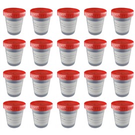 20Pcs 4oz/120ml Disposable Specimen Cups,Each Disposable Specimen Cup has a Tight-Fitting Screw Cap,Used to Collect Liquid, Solid or Powder specimens.