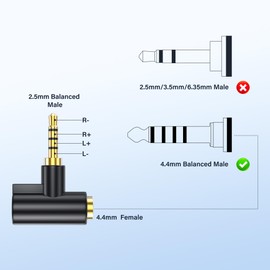 SinLoon 4.4mm Female to 2.5mm Male Balanced Audio Adapter, Gold Plated Plug, Balanced Converter for HiFi DAP Headphone Amplifier