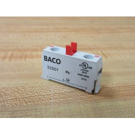BACO CONTROLS 33S01 Contact Block, 3 AMPS, 240 VAC, 6 AMPS, 1 NC, 120 VAC, Screw Terminal