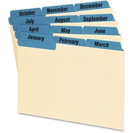 Oxford 04613 Laminated Tab Index Card Guides, Monthly, 1/3 Tab, Manila, 4 x 6, 12/Set (OXF04613)