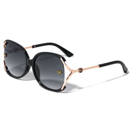 GLO - Side Rimless Temple Cut Out Butterfly Sunglasses (Smoke Gold)