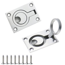 Luckycivia 2 Pack Stainless Steel Square Flush Pull Ring Handles 304, Hidden Recessed Furniture Handle, Recessed Boat Hatch Latch Cabinet Flush Mount Lifting Ring Pull Handle (2.44 x 1.73 Inch)