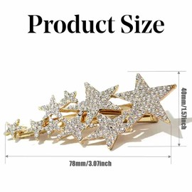 4 Pcs Star Hairpins Five Pointed Star Hairpins Elegant Star Duckbill Clips Bride Wedding Hair Clips for Women Girls, 4 Count (Pack of 1)