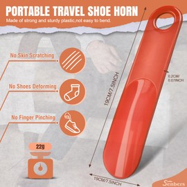 Senbers Plastic Shoe Horn for kids 7.5 Inch, Small Shoe Horn Travel Size for Mens Women(Red-orange)