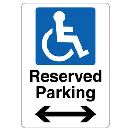 V Safety Reserved Parking - Mandatory Disabled - Arrow Left/Right 210 x 297 mm (A4) - 3mm Reflective Aluminium Composite Safety Sign