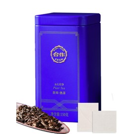 Hezuo Ripe Pu Erh Tea Loose Leaf Tea, 150g, Premium Yunnan Large-Leaf Aged Fermented Pu-erh, Smooth, Mellow & Rich, Pure Pine Smoke Aroma, No Additives, 20 Empty Tea Bags Included