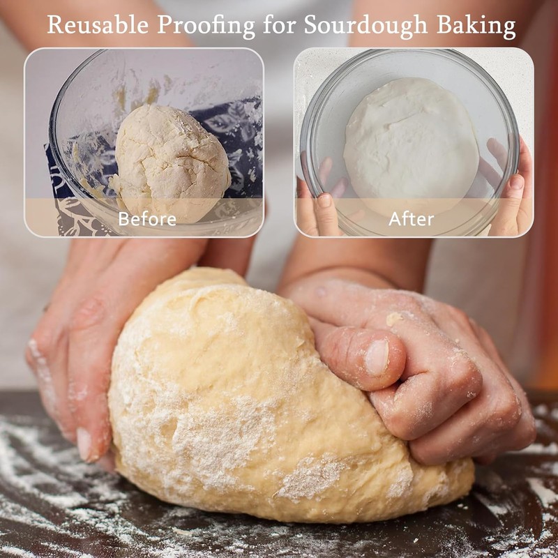Ajrwiiy Large Glass Bowl for Sourdough Bread Making, 4.7 Quart